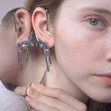 Geometric Metal Dripping Wax Irregular Lava Cuff Earring