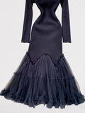 Women's Mesh Splice Knitted Dress