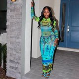 Pineapple Juice Vintage Printed Straight Skinny Ankle Dress