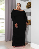 Autumn Winter Knitting Slash Neck Women Casual Dress Big Size 5XL Long Sleeves Solid Elegant Stretchy Bodycon Dresses